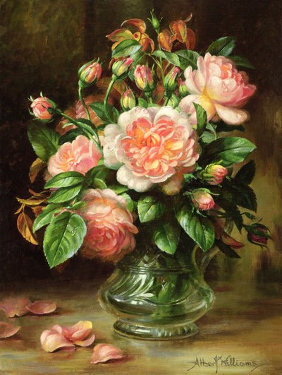 English Elegance Roses in a Glass by Albert Williams